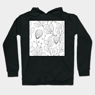 Non Colored Pattern with Floral Motifs Hoodie